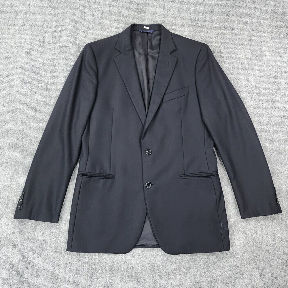 Brooks Brothers Blazer Mens 40L Black Striped Wool Saxxon Fitzgerald Sport Coat